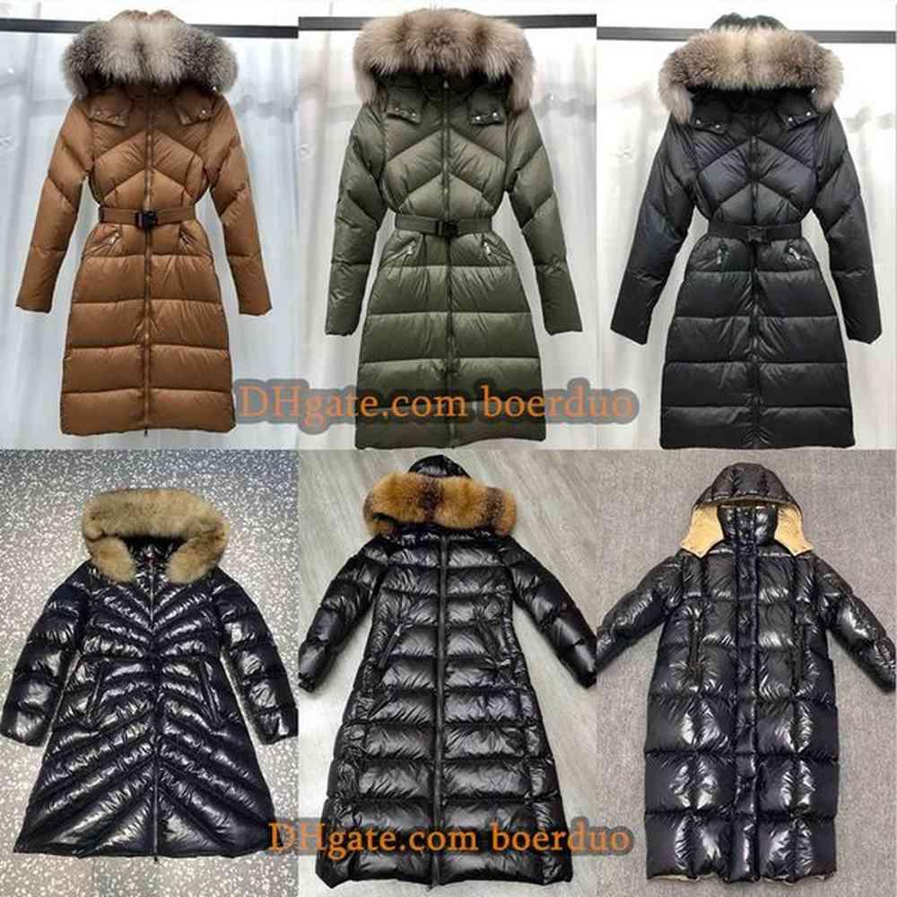 women down jacket natural fur collar long coat outerwear premium