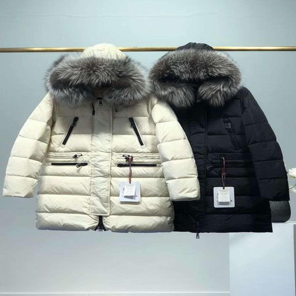 women down puffer jacket designer warm real fox fur collar