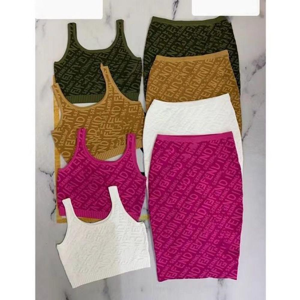 women dress designer sleeveless twopiece dress suspender sleeveless vest skirt