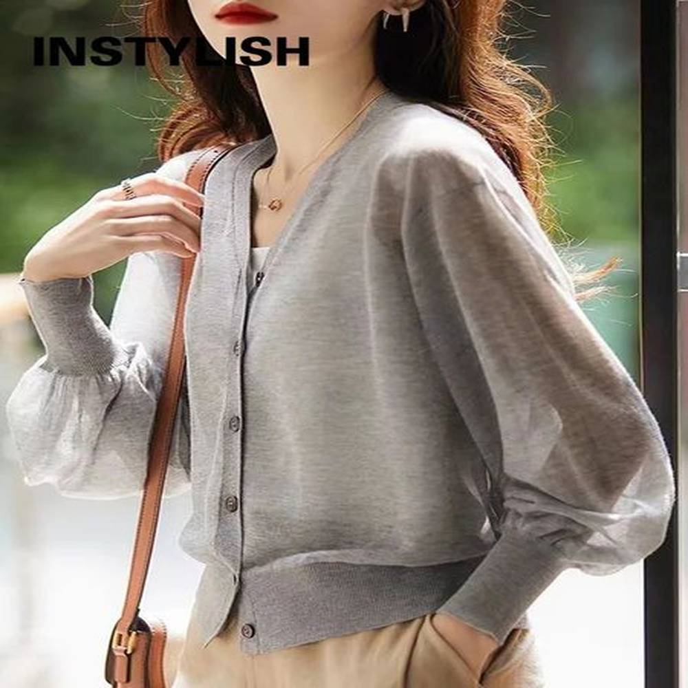 women elegant v neck single breasted thin sunproof cardigan elegant