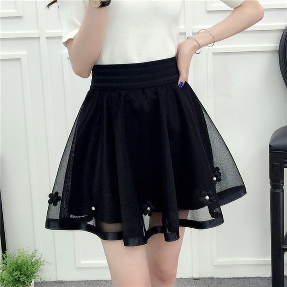 women embroidery beading skirt sexy saia short skater mini skirts