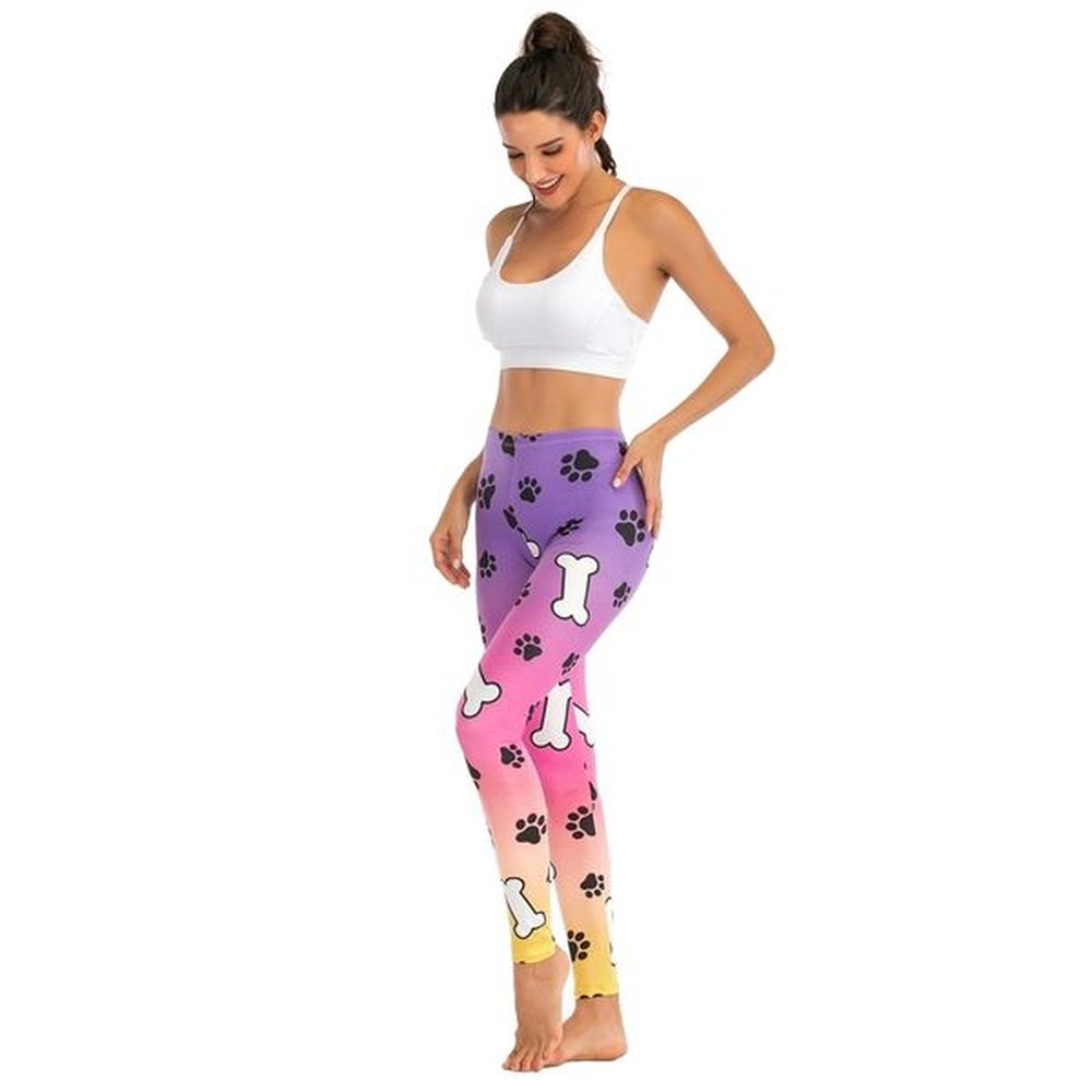 women fashion legging dog purple ombre gradient color printing leggins