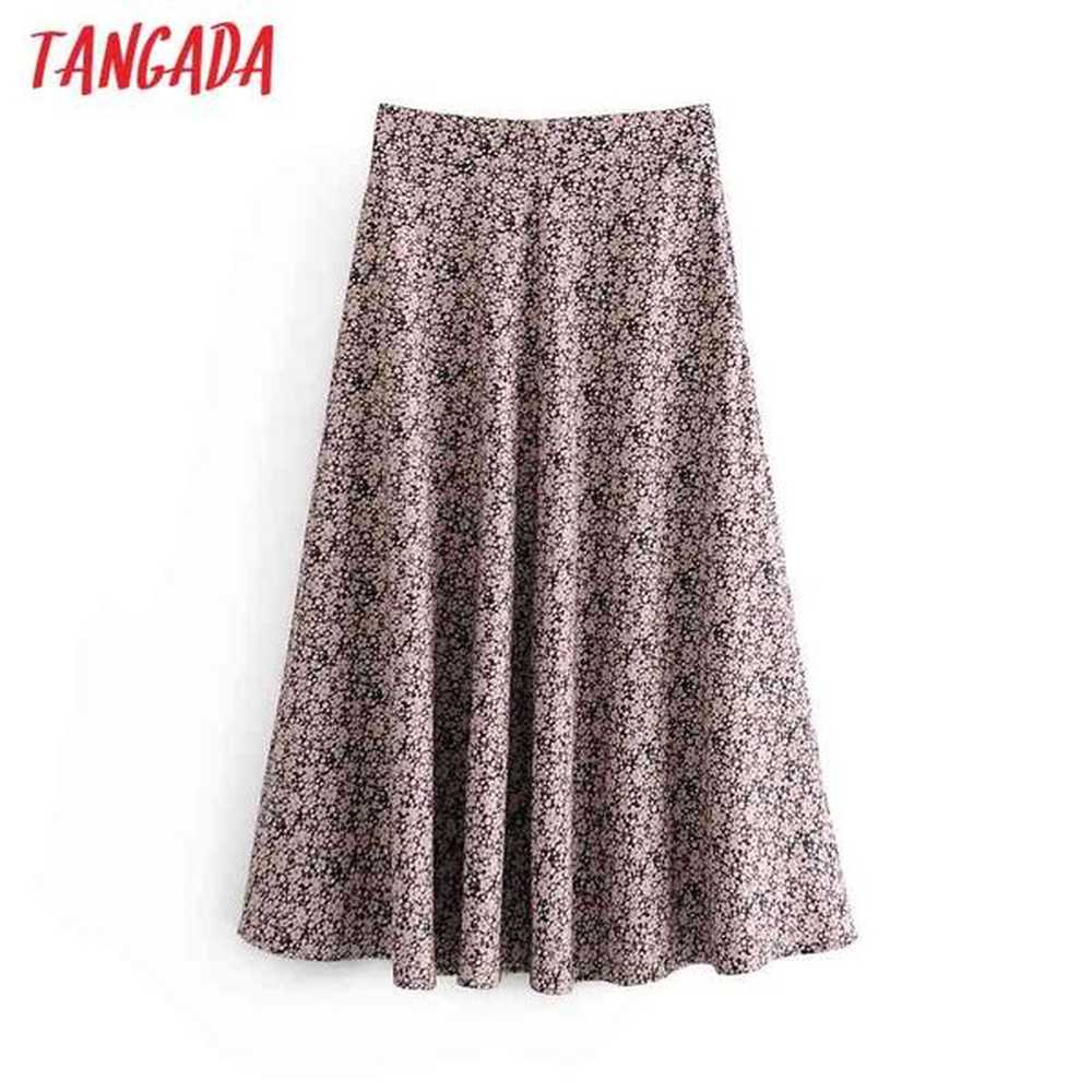 women flowers print aline skirt zipper spring fashion office ladies