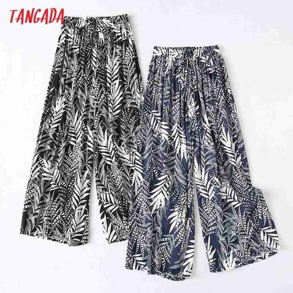 women green floral print wide leg trousers vintage style strethy