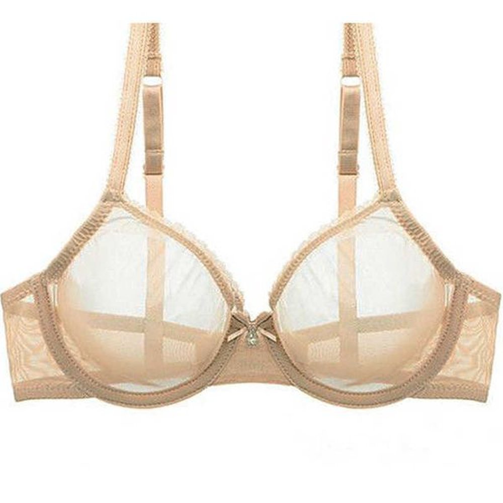 women hollow bra see through sexy gauze mesh transparent ultra