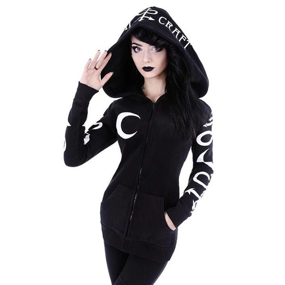 women hoodies gothic punk moon letter print sweatshirts autumn winter