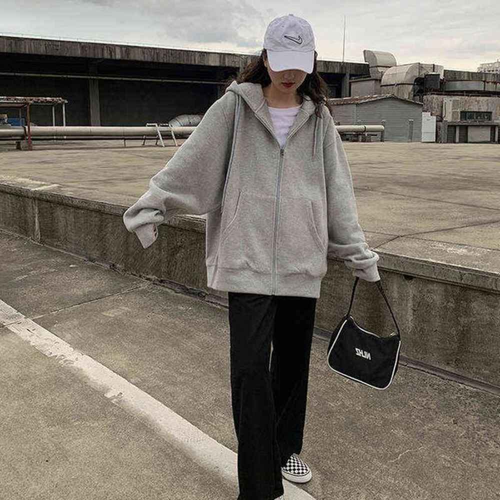 women jacket blouses sweatshirts casual couple tops thicken gray hoodie