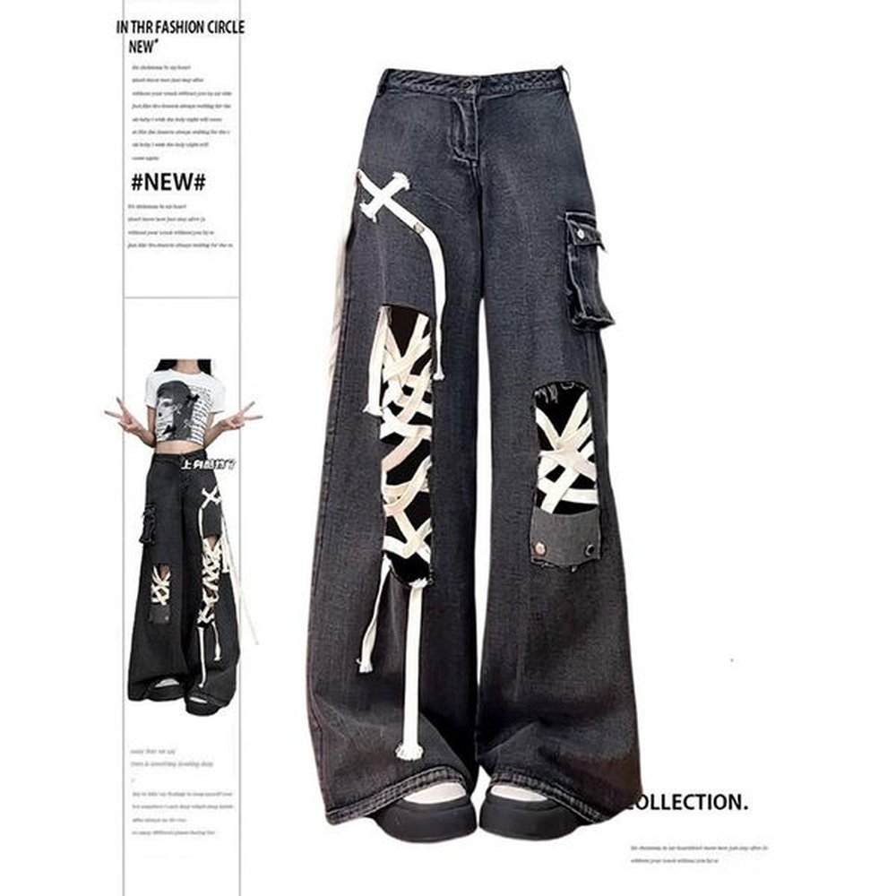 women jeans oversize hiphop fashion vintage streetwear yk wide leg