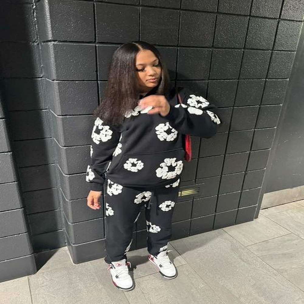 women kapok print loose casual piece set autumn winter