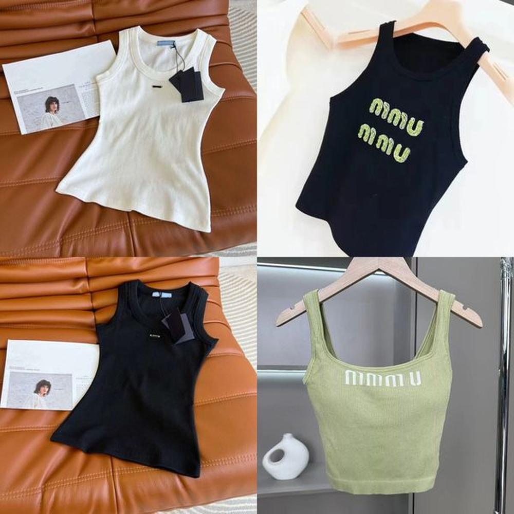 women knits tank top crop tops designer embroidery vest sleeveless