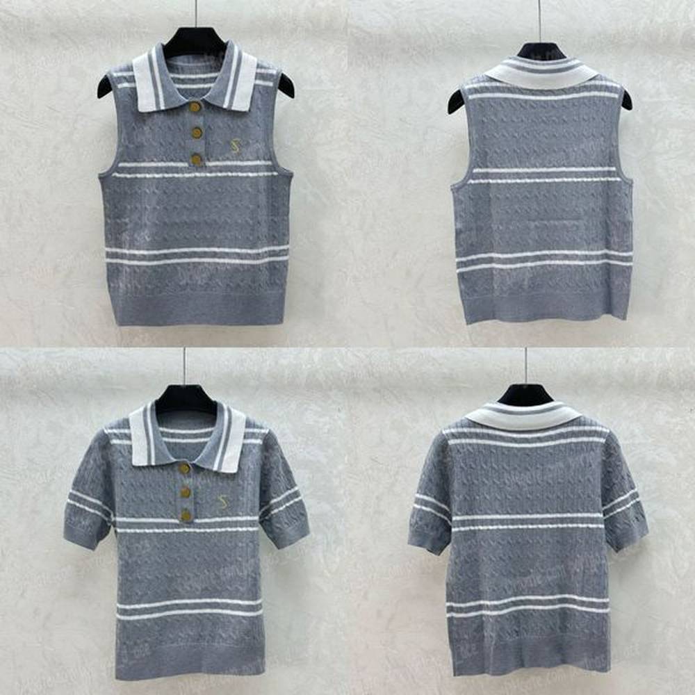 women knitted lapel tops embroidered luxury polo shirts designer casual