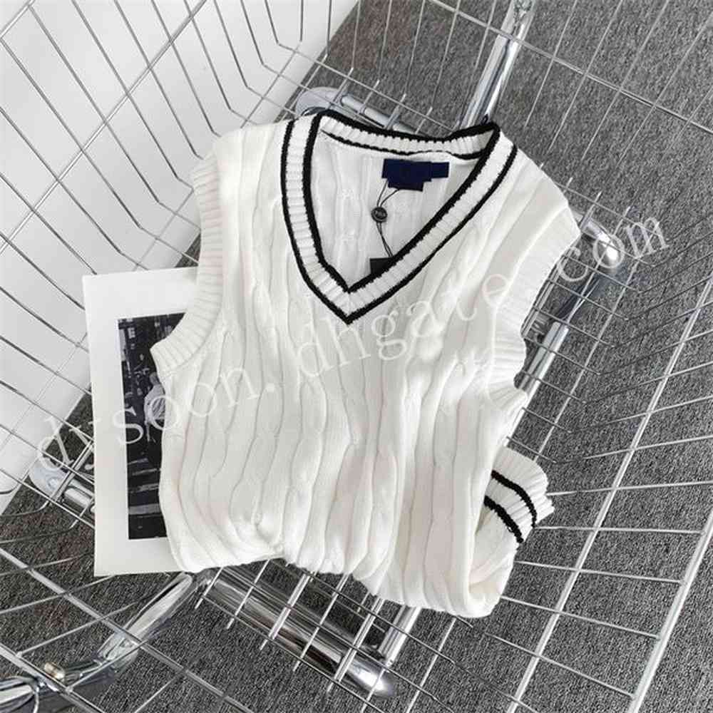 women knitted top sleeveless vest vneck stripe contrast knits size