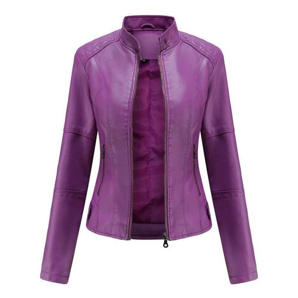women leather jacket spring autumn black pu leather coat