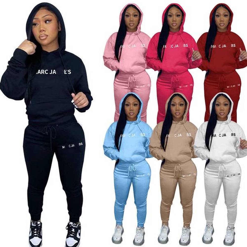 women letter printed sportswear hoodie two piece set summer