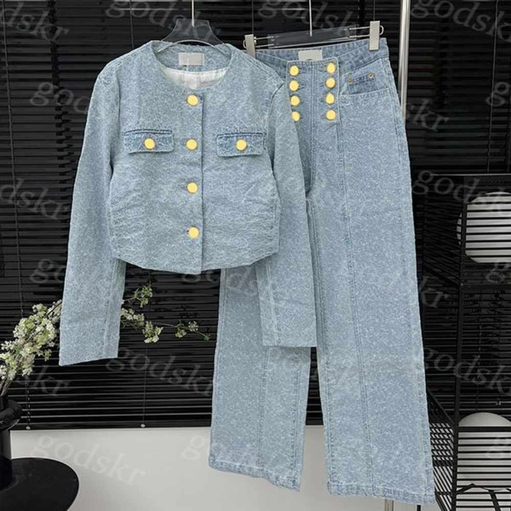 women luxury metal buckle denim jacket high waisted double breasted