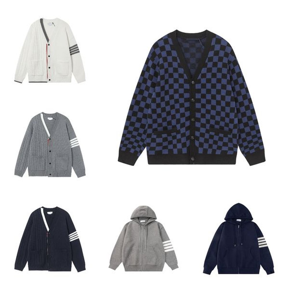 Women Men's neck striped fashion long sleeve women's letter embroidery high-end jacquard cardigan knitted high quality sweater coa