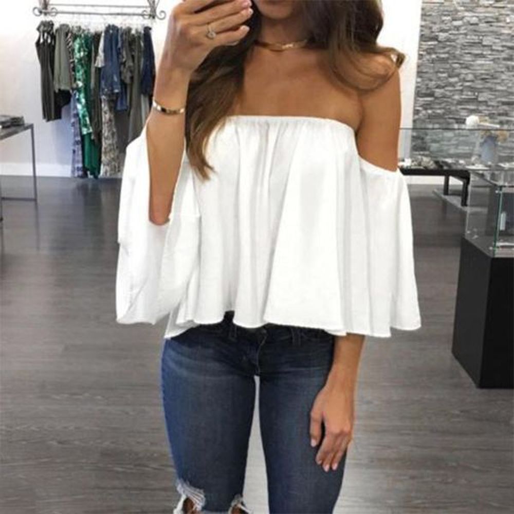 women off shoulder top long sleeve pullover casual hals langarm