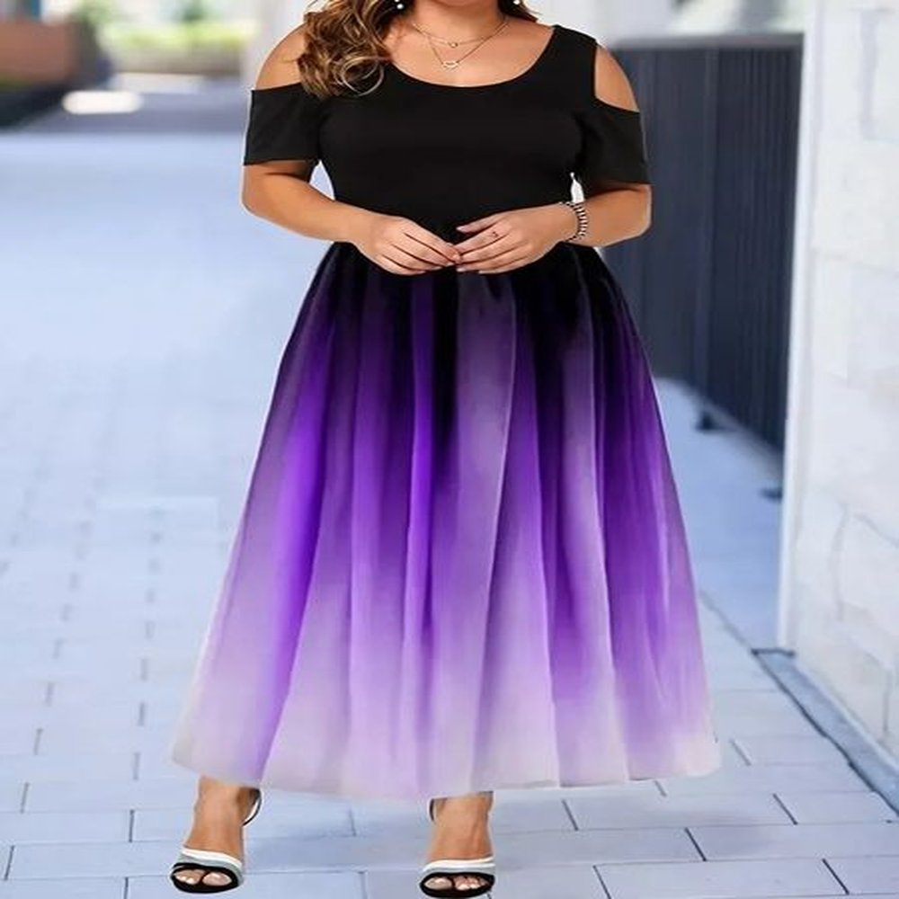 women plus size xlxl dress gradient print off shoulder dress