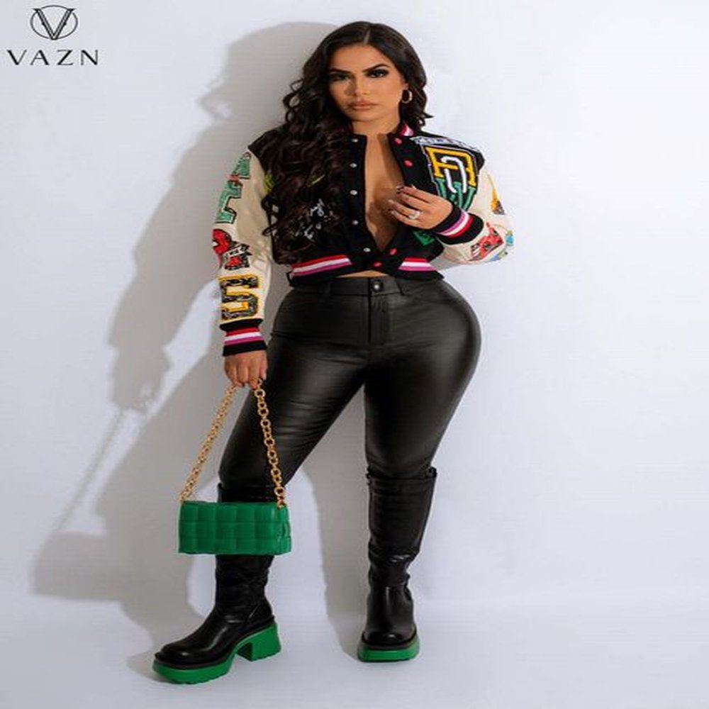 women s jackets vazn long sleeve printed lady baseball uniform