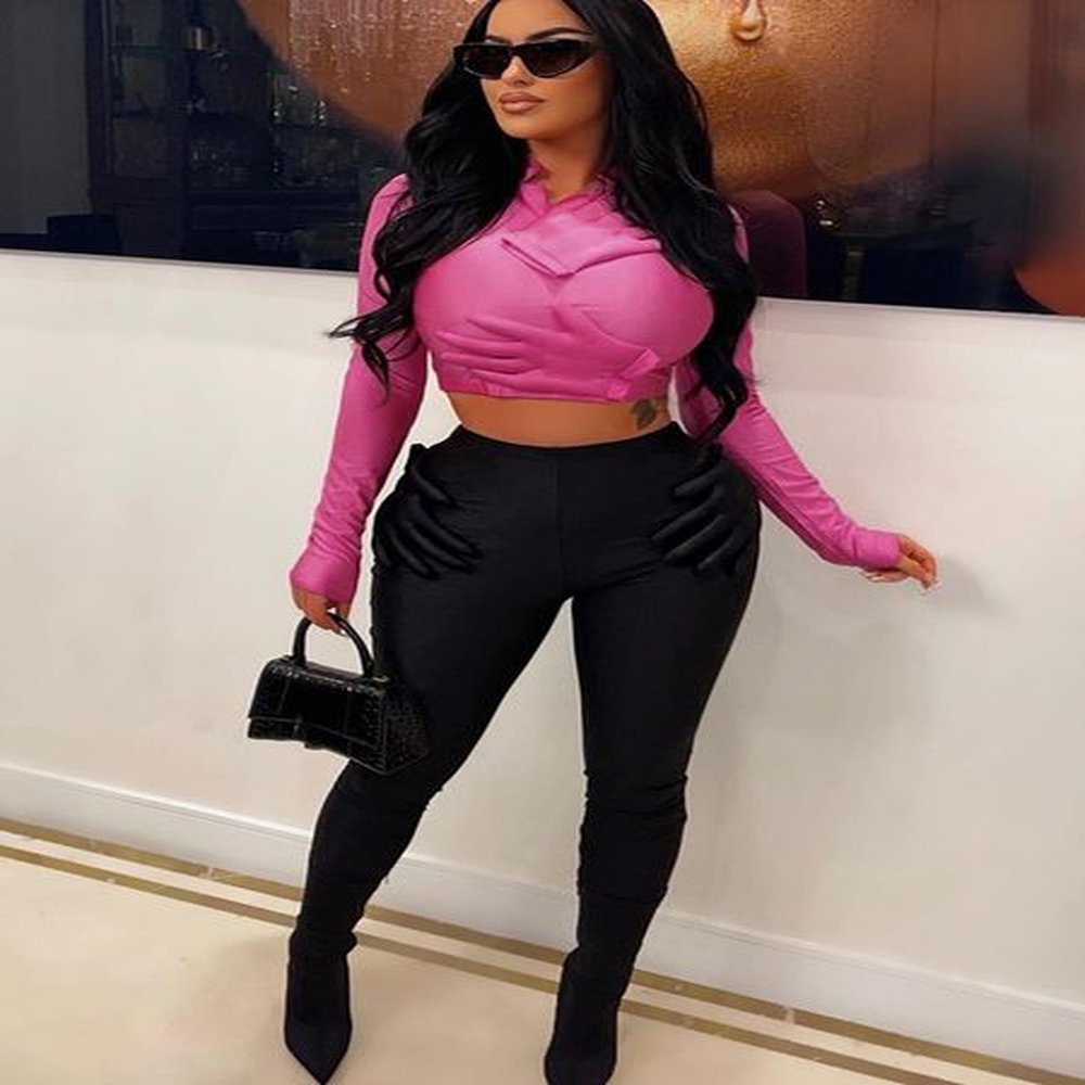 women s two piece pants kliou d gloves decoration set