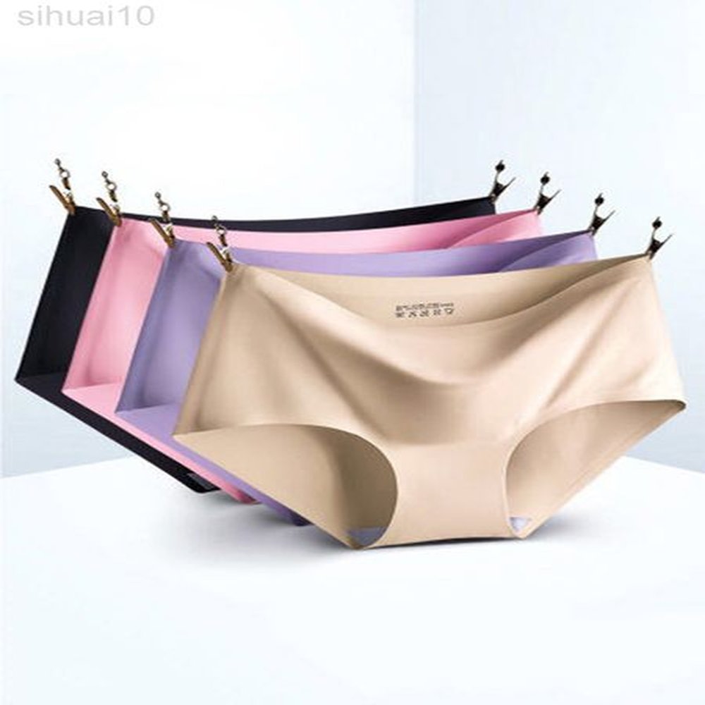 women seamless briefs silk mid waist underwear for female pcs