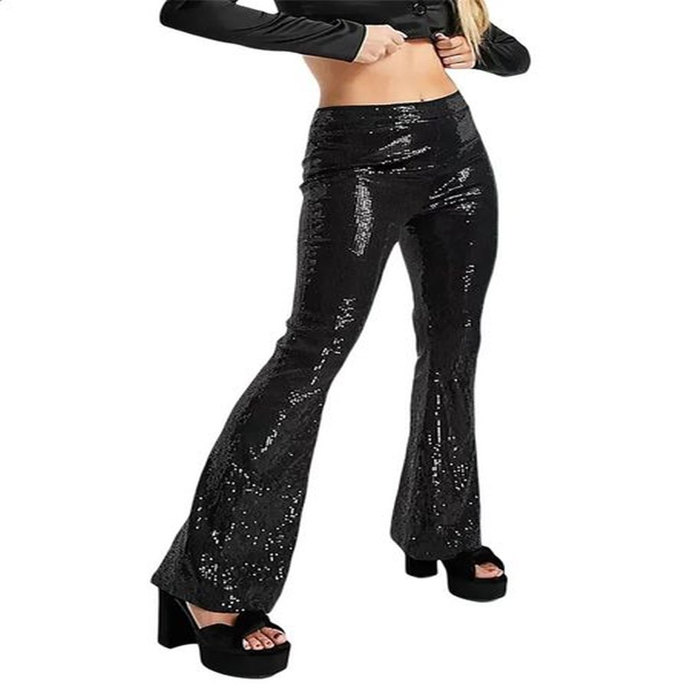 women sequin pants spring autumn flared pants high waist bodycon