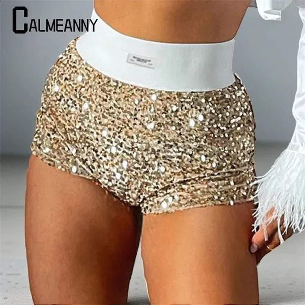 women sequin short pants summer sexy elastic style fashion