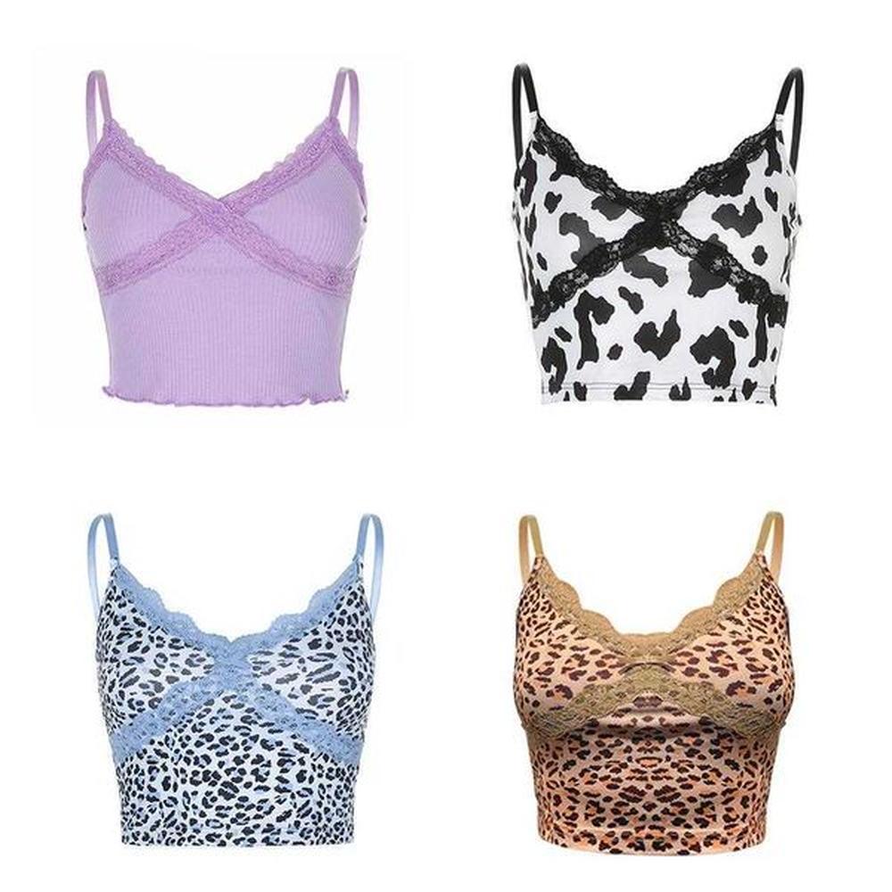 women sexy camisole sleeveless backless printed short crop top