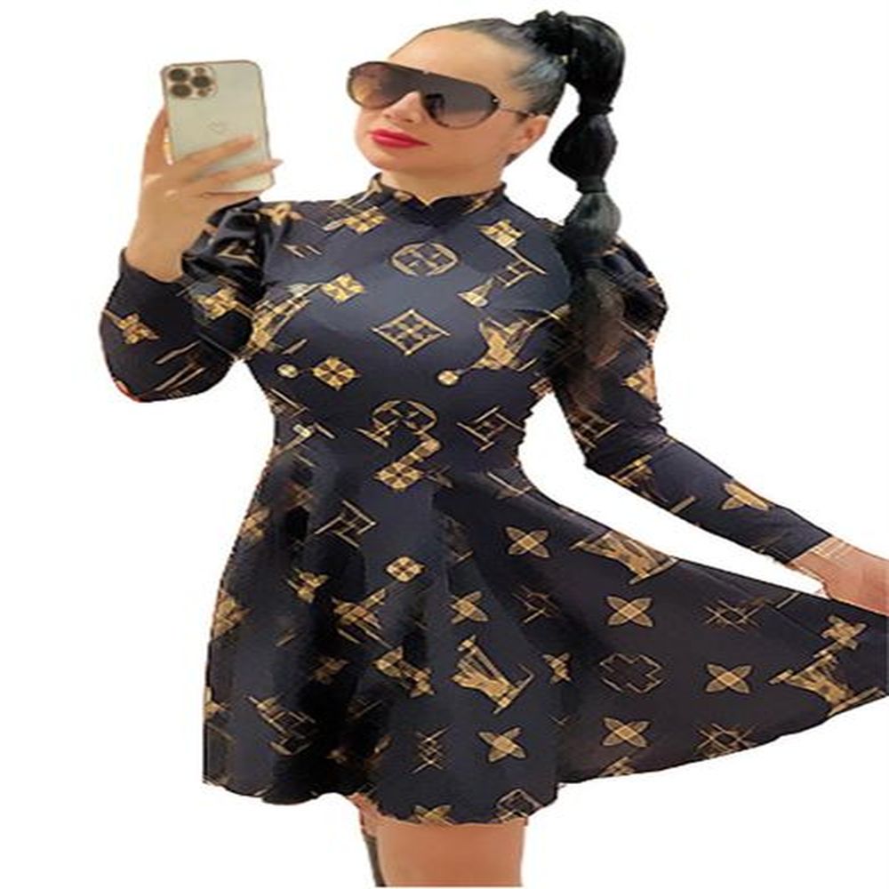 women sexy dress long sleeve mini skirts stand collar plaid