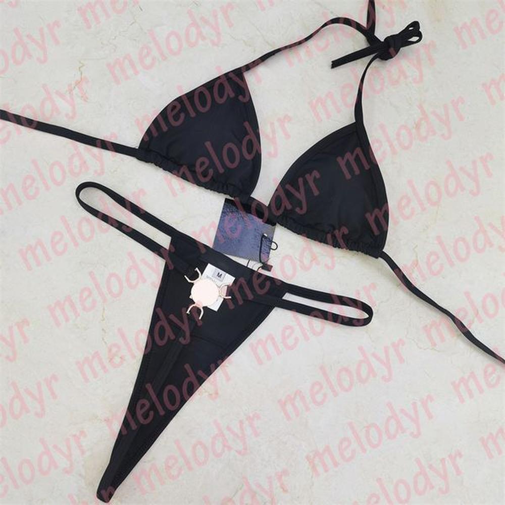 women sexy thong bikini classic designer metal swimwear outdoor beach