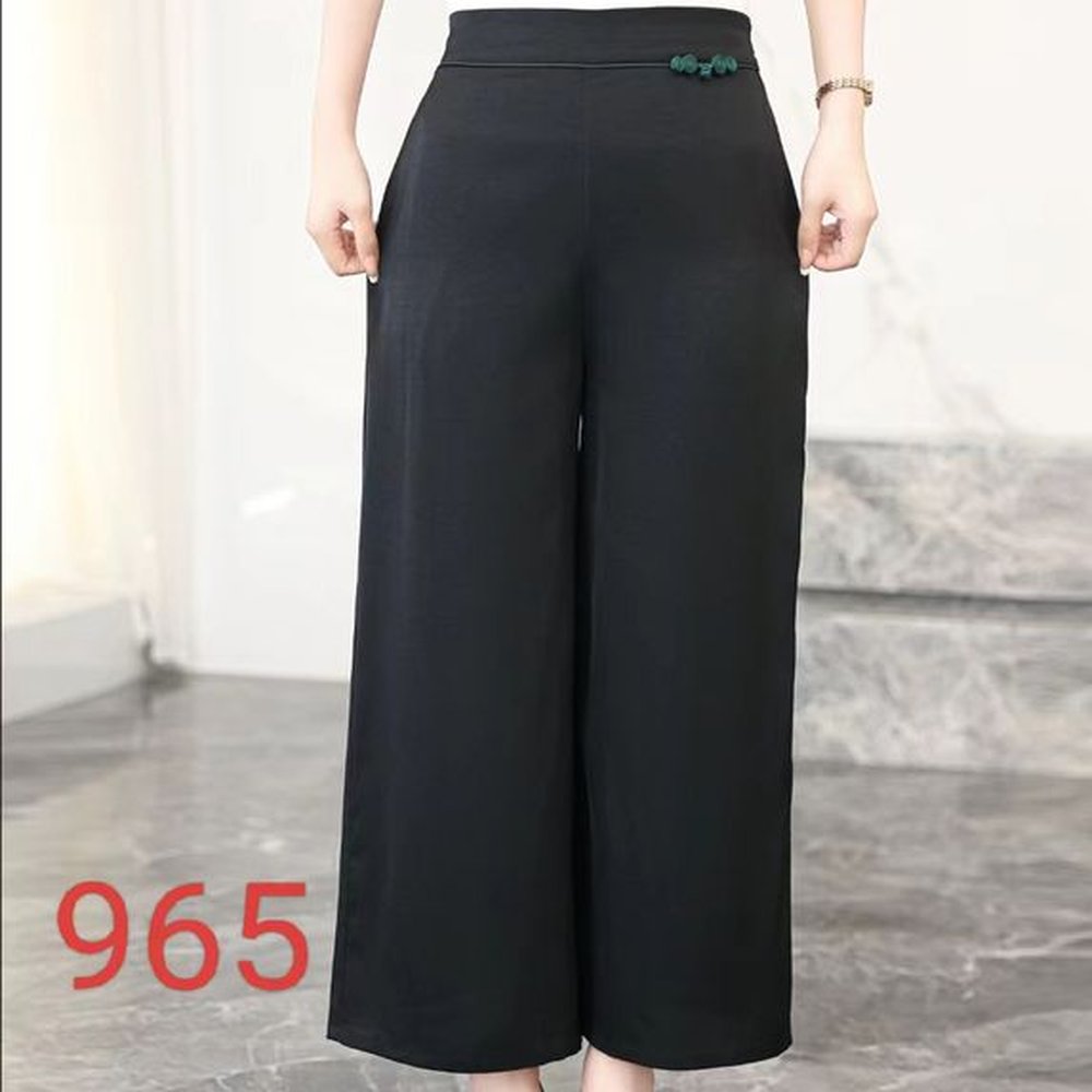 women solid wide leg casual pants high waist pocketed summer