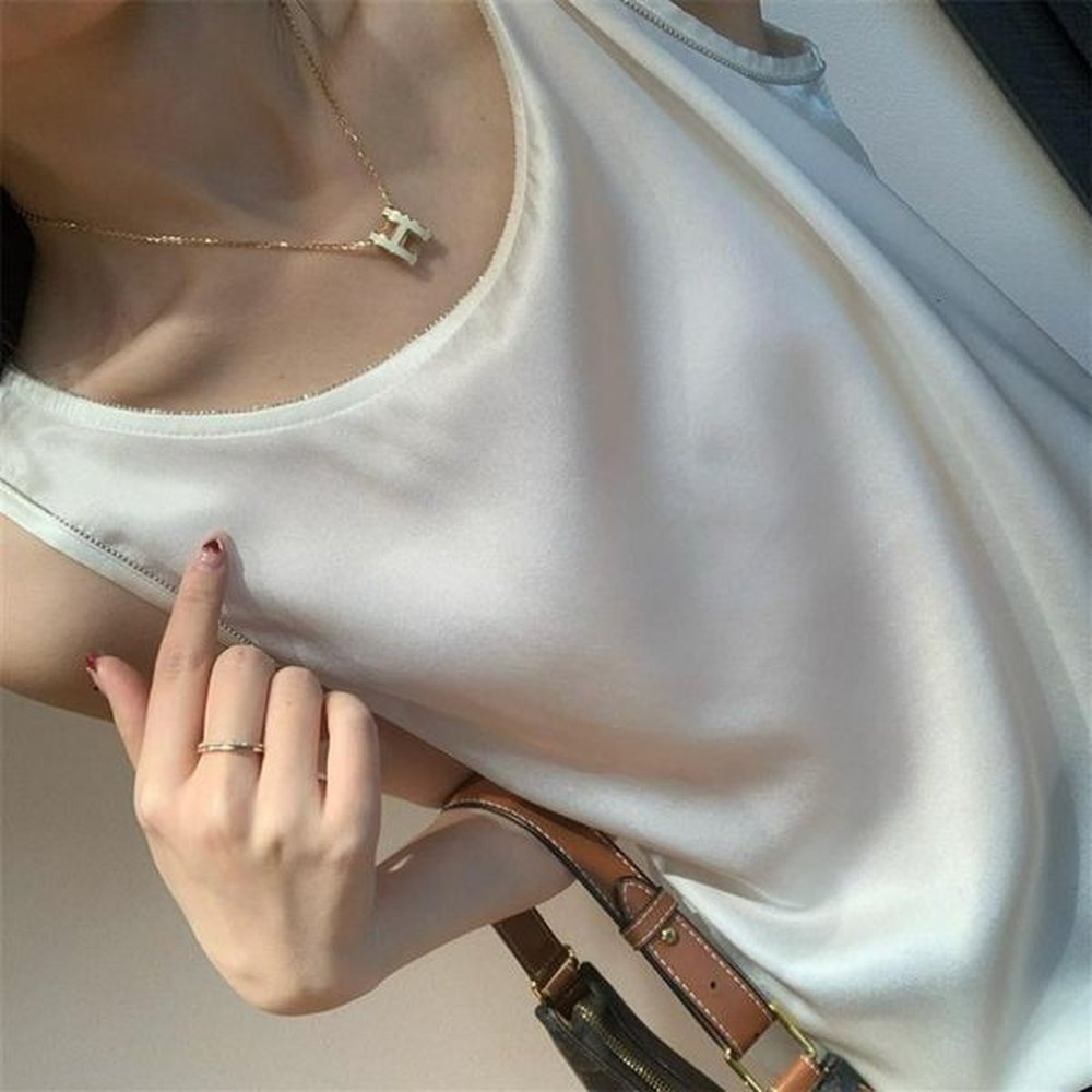 women summer simple vneck contrasting color bead chain design