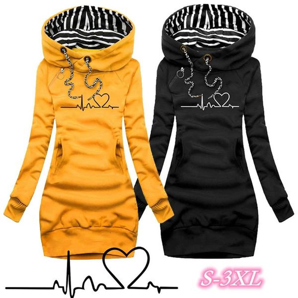 women sweater dress hooded spring autumn ladies long sleeve hoodie