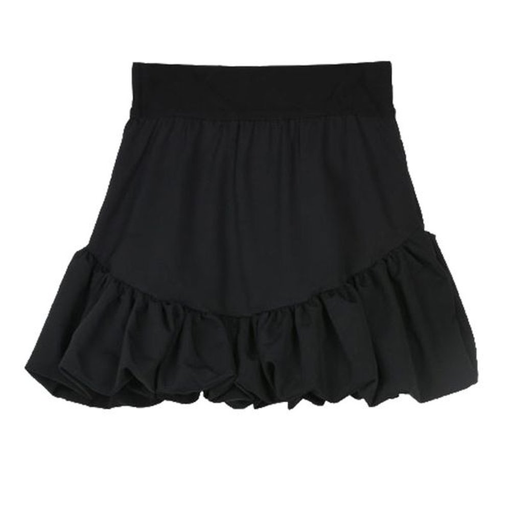 women sweet black white highwaist aline pleated ball gown mini