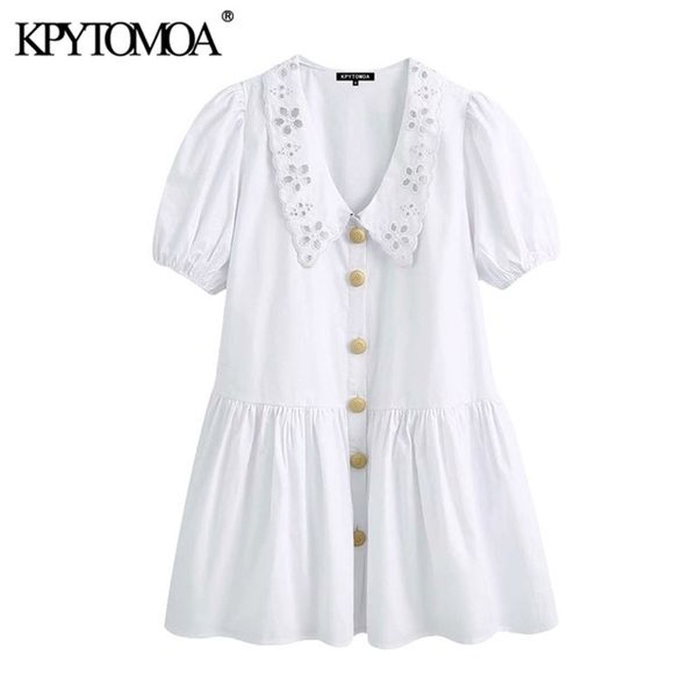 women sweet fashion hollow out embroidery ruffled mini dress v