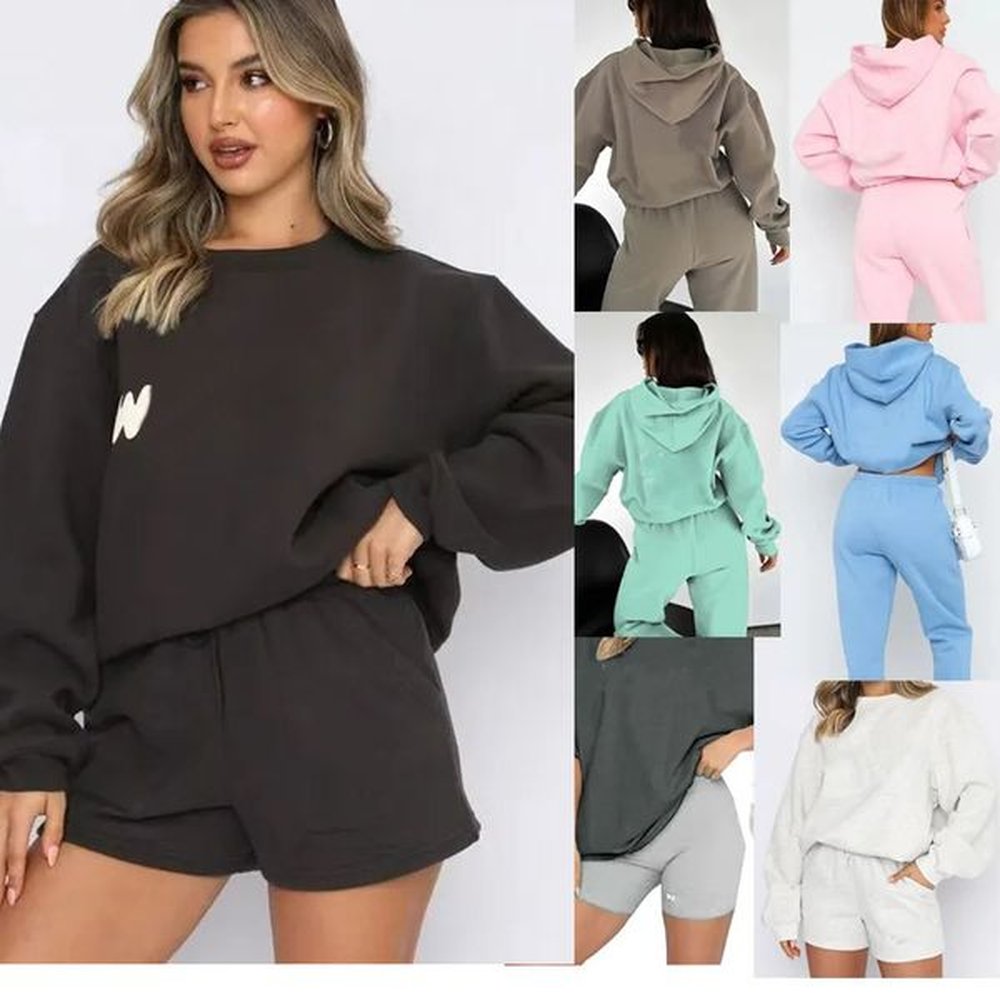 women tracksuit two piece sets pullover t shirt hoodie and