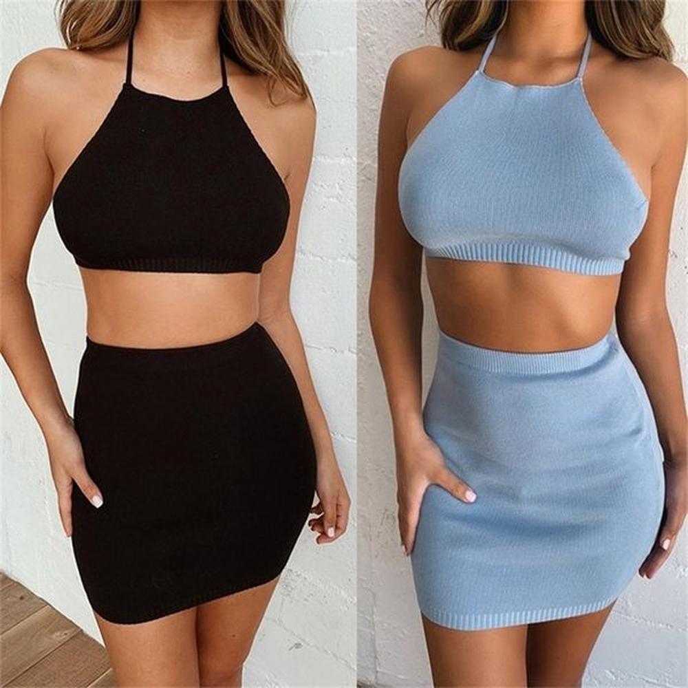women two piece set crop top summer fashion new sexy