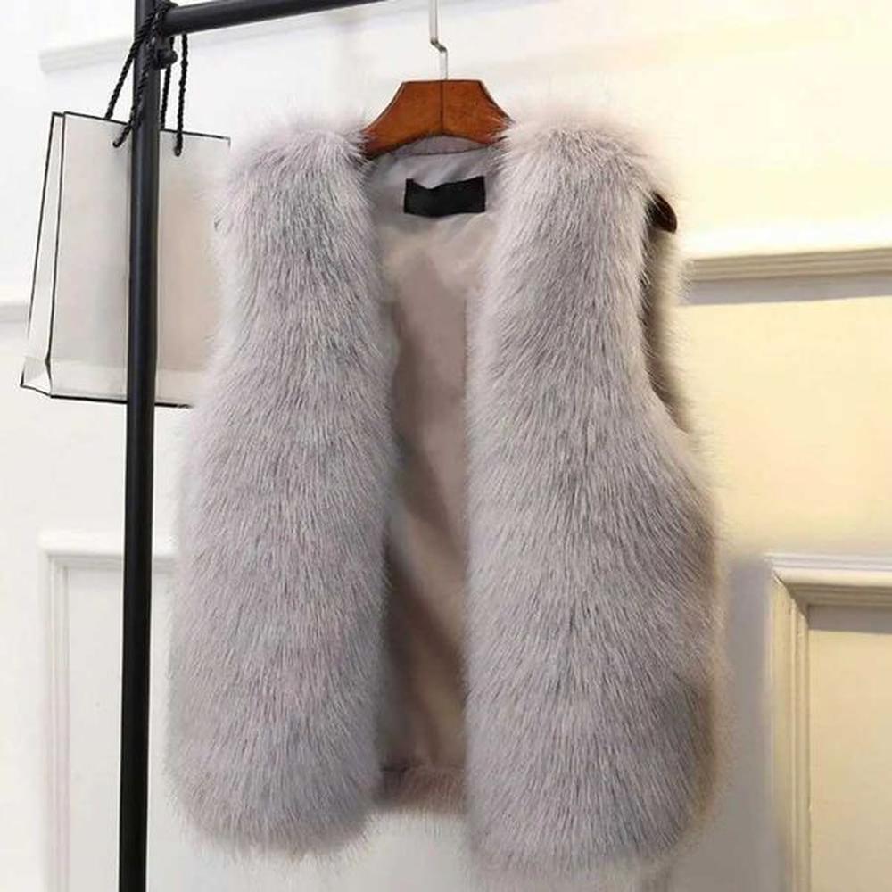 women vest solid color faux fur cozy fluffy vest soft