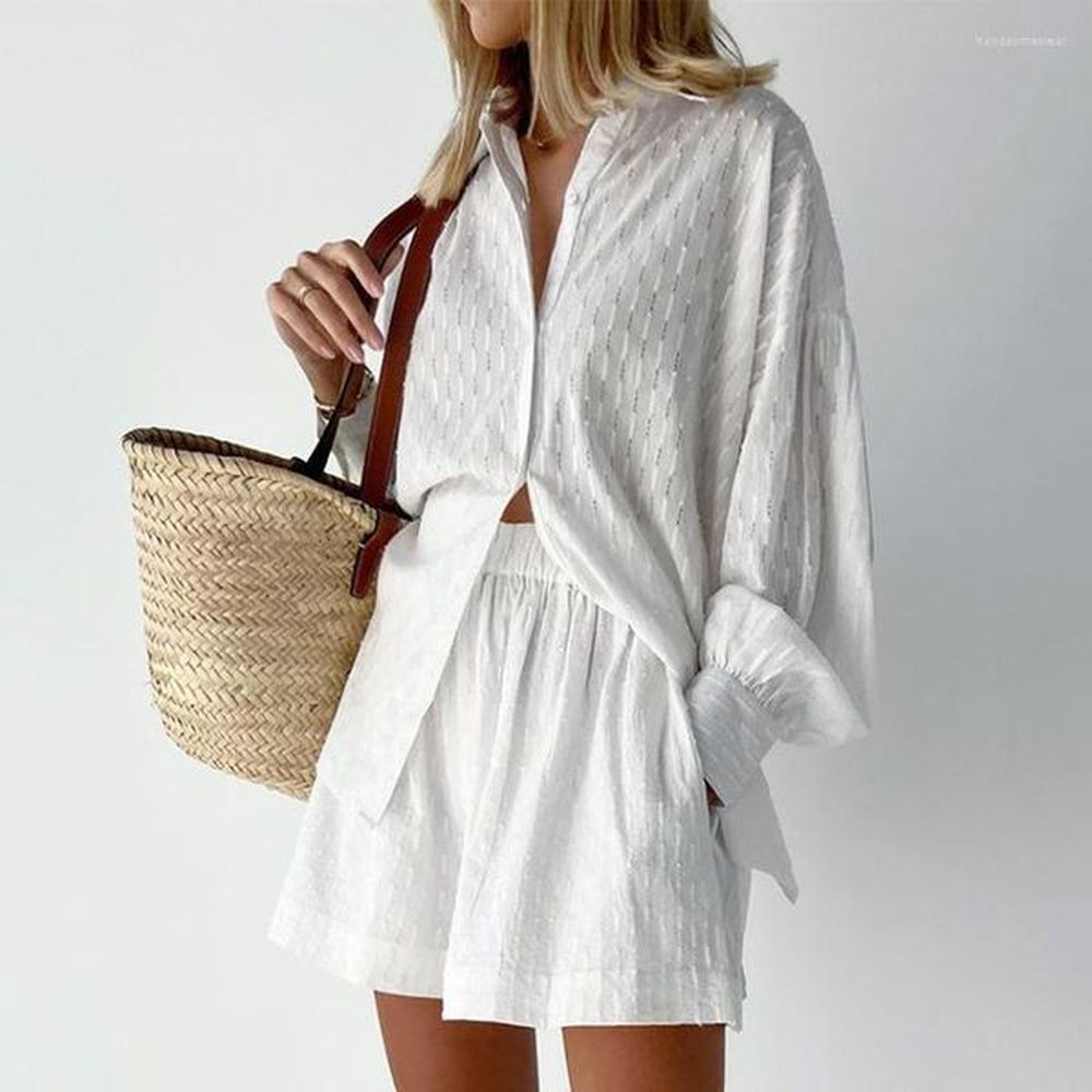 women white en single breasted boho suits beach summer bohemian