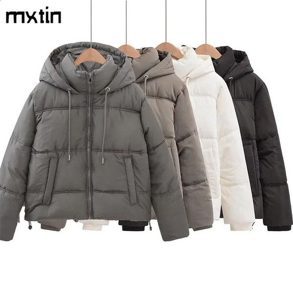 women winter coat vintage loose hooded cotton padded jackets fashion