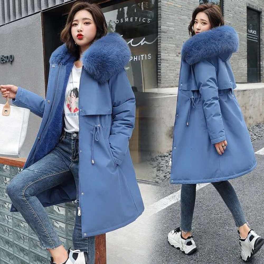 women winter jacket parka clothes loose long coat wool liner