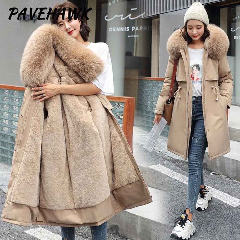 women winter parka warm hooded long sleeve zipper thick jackets