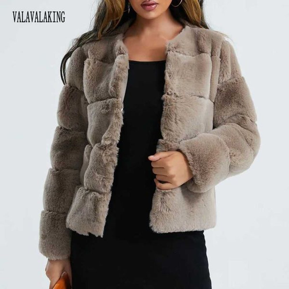 women winter plus size faux fur coat female elegant