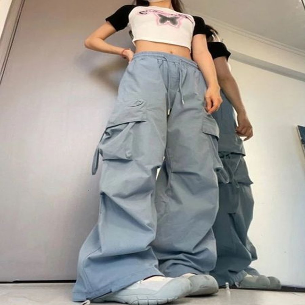 women yk cargo pants high waist streetwear hip hop trousers