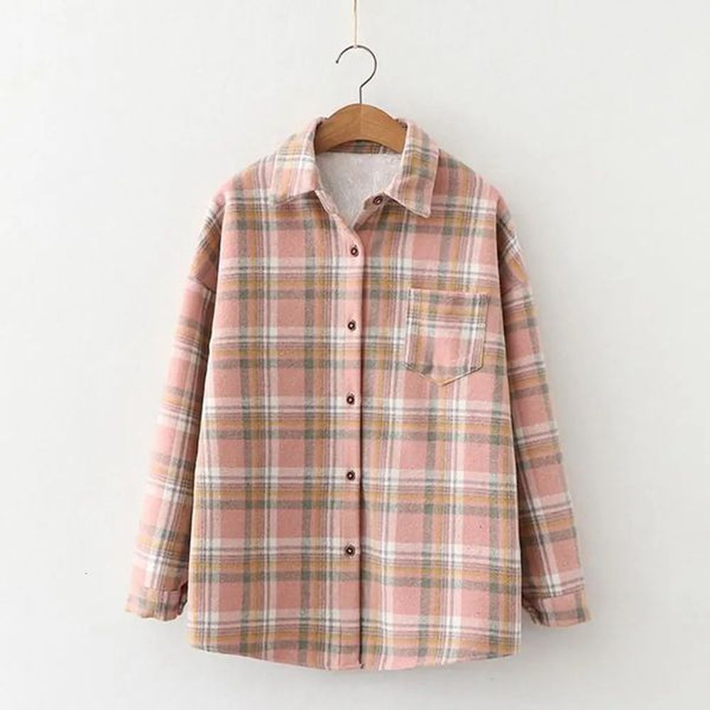 womens autumn and winter coat with collar long sleeves patch