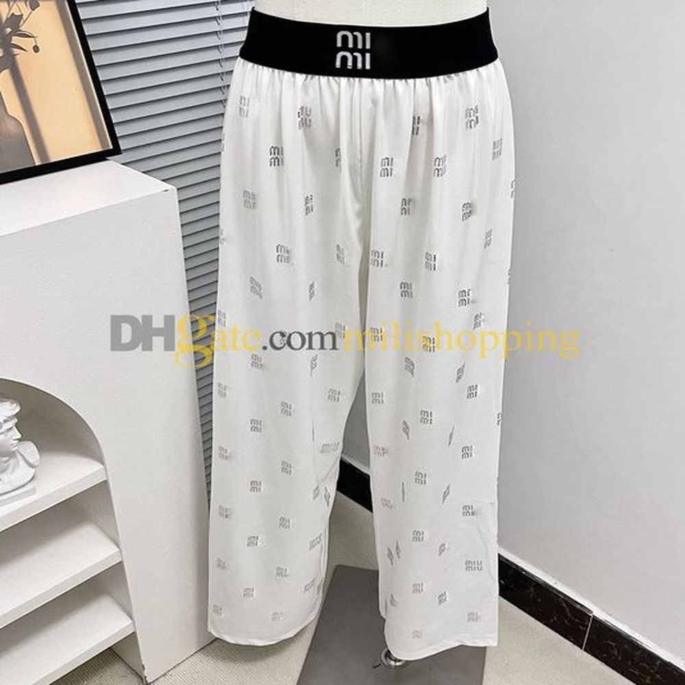 womens beaded pants designer luxury full logo wide leg pants