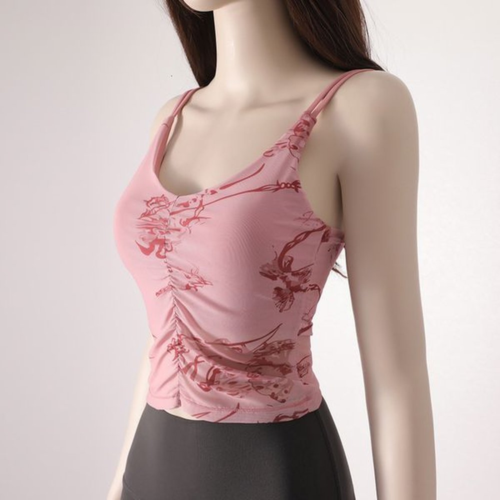 womens beauty back halter fixed onepiece chest pad sports underwear