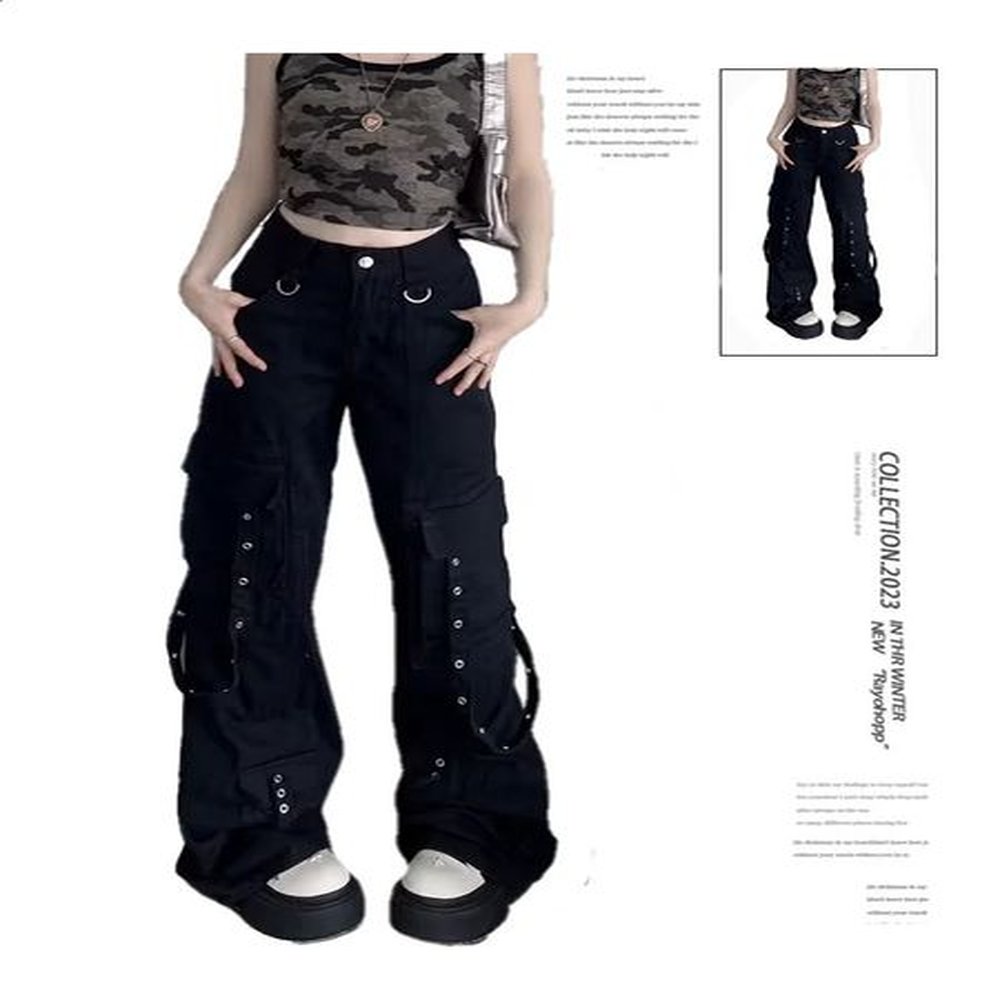 womens black gothic yk freight jeans harajuku s s fashion