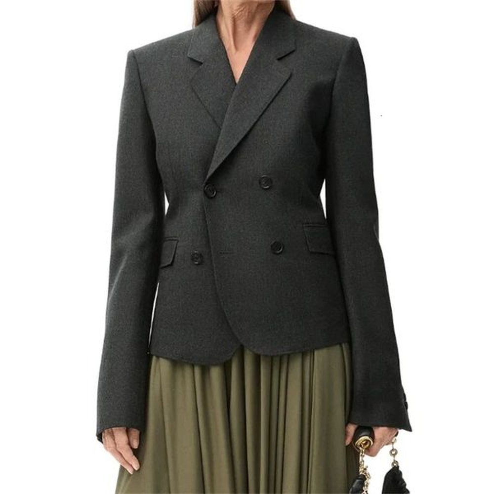 womens blazer autumn outerwear double breasted slim fit suit jacket