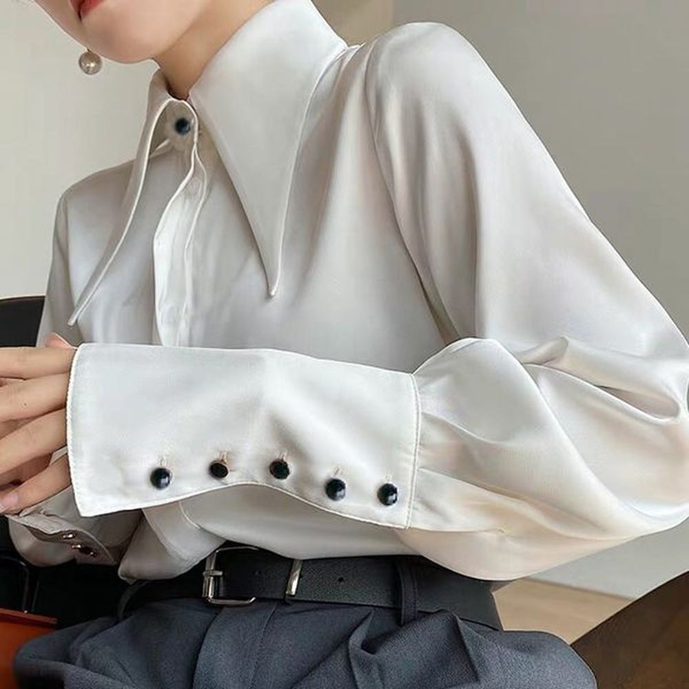 womens blouses shirts autumn vintage satin silk women shirt elegant